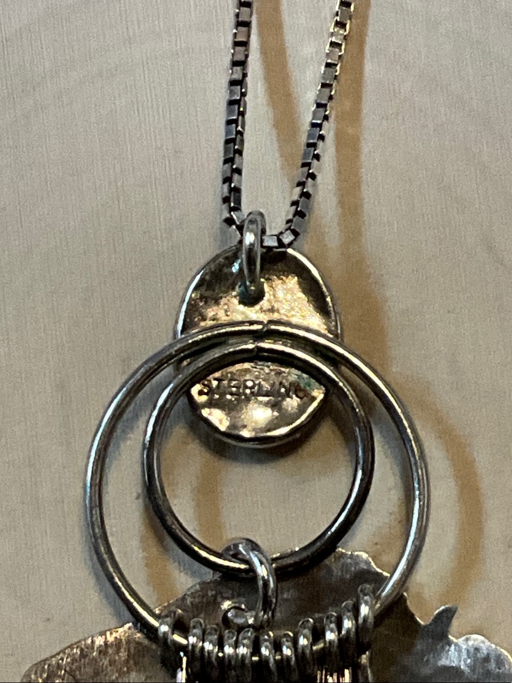 Sterling Silver Buffalo Pendant Necklace with Multicolor Inlay - Picture 6 of 14